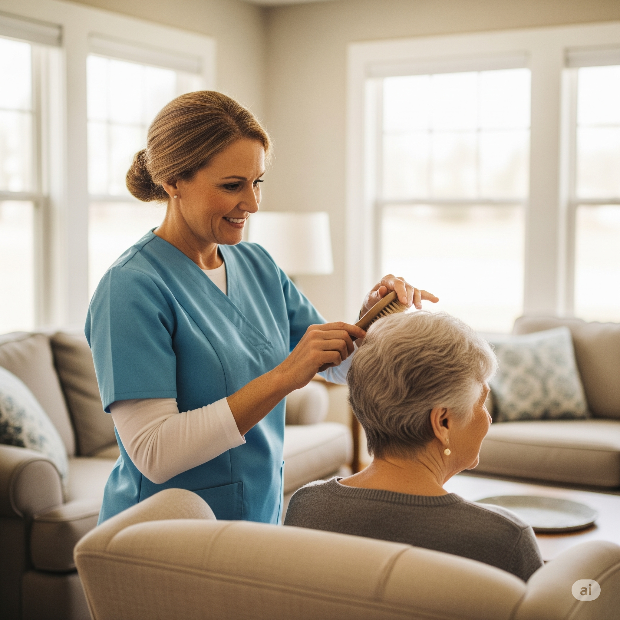 Home health aide providing care